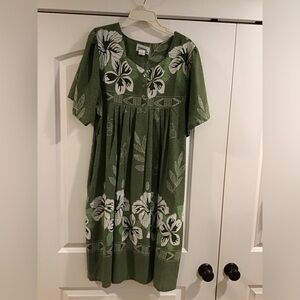 Anthony Richards Olive Leaf Print Dress